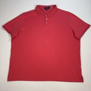 Polo Ralph Lauren Soft‎ Cotton Polo Shirt Men's 2XL Pink Classic Fit Flesh Pony